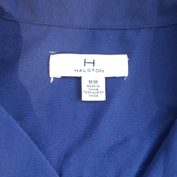 Tie front navy Halston button up - Picture 3 of 4